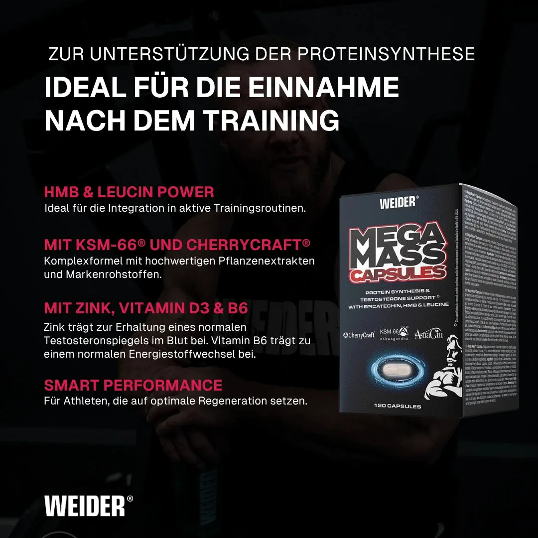 Weider Mega Mass Caps capsules 120 gélules après entraînement
