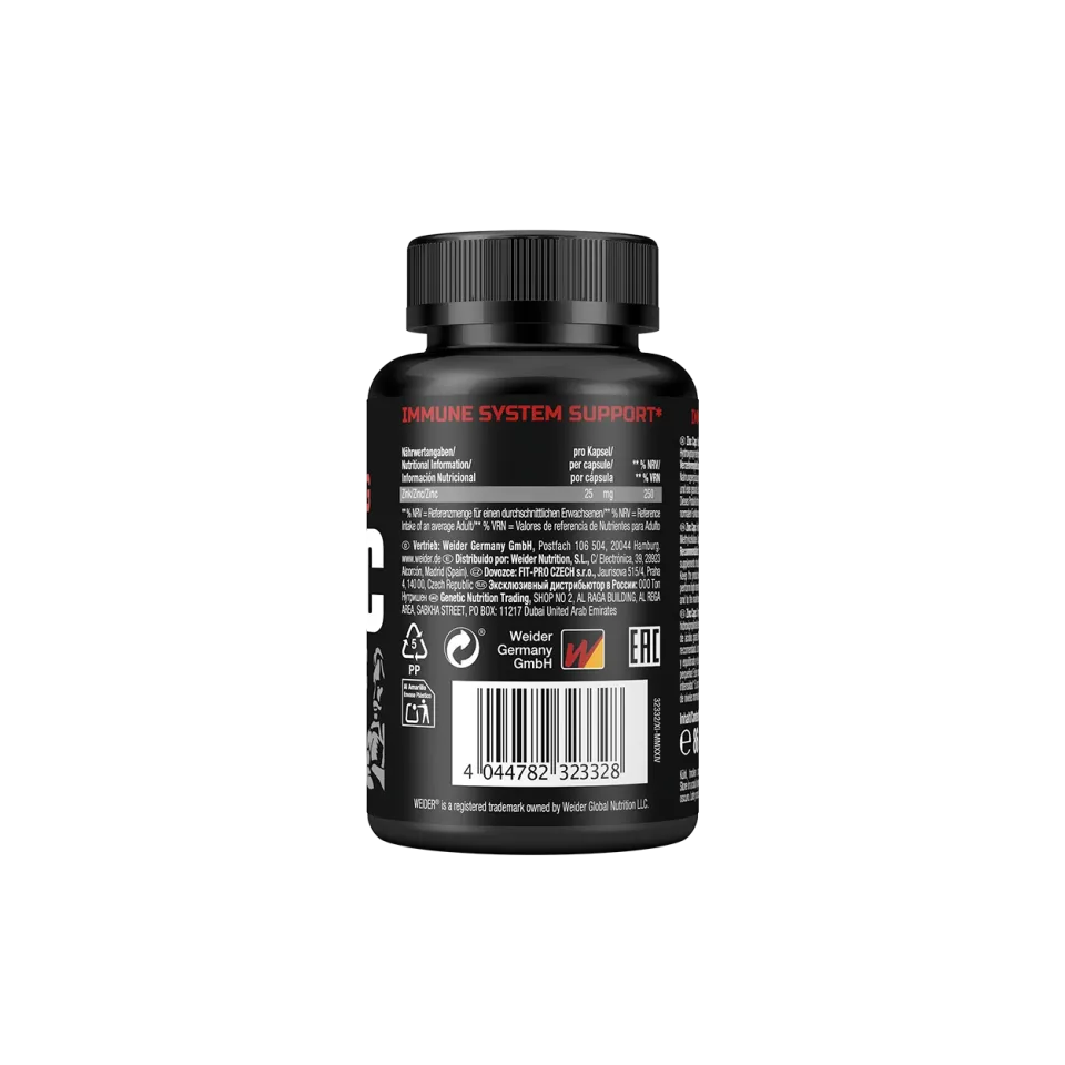 Weider Strong Zinc Caps gélules zinc 25 mg citrate végétales