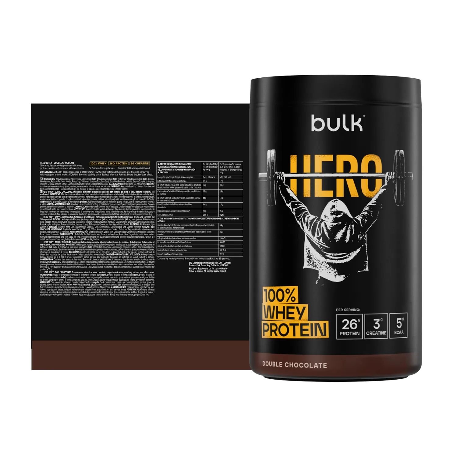 BULK Hero 100% Whey protéine poudre 910 g Double Chocolat créatine