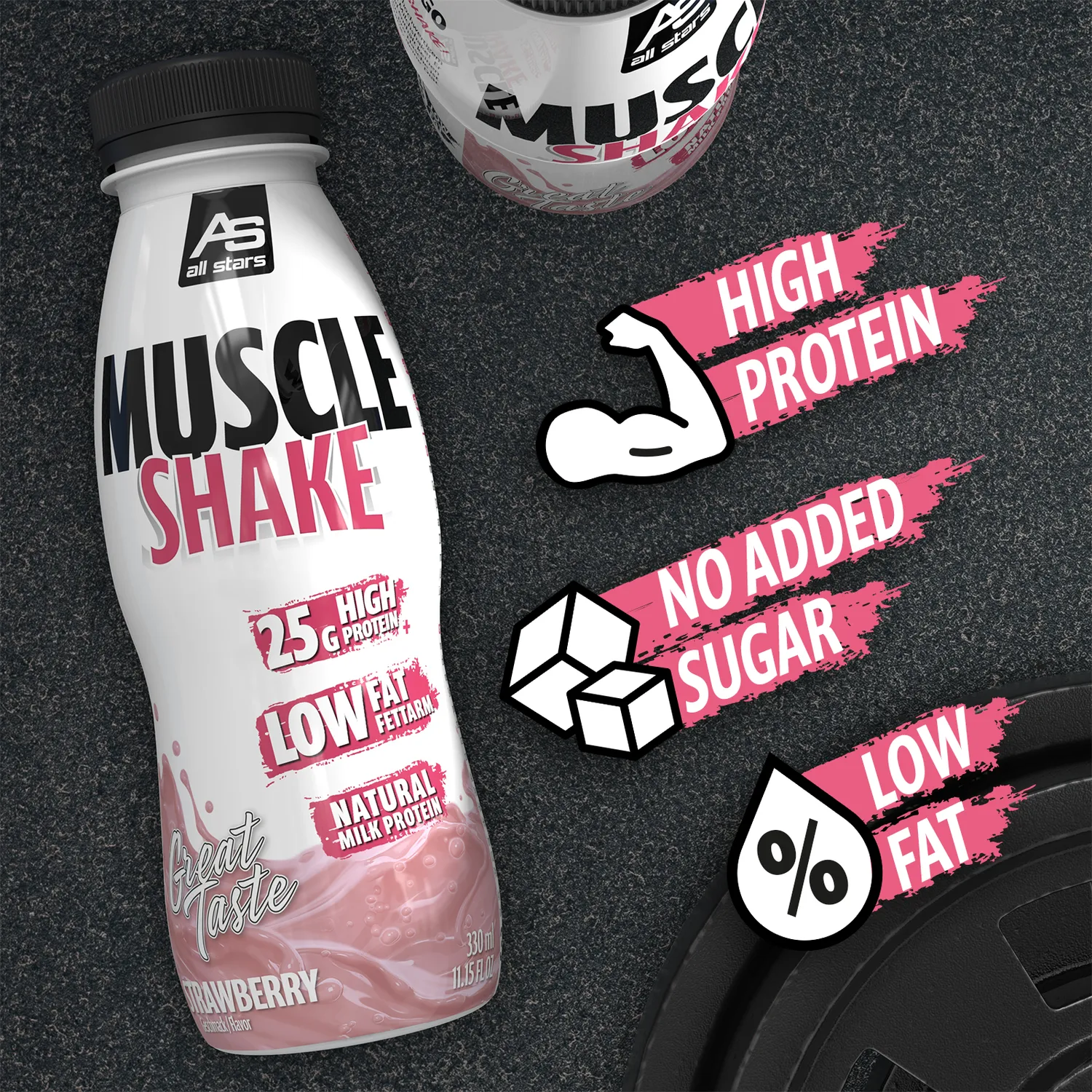 AllStars Muscle Shake boisson protéinée 330 ml Vanille, lot de 12