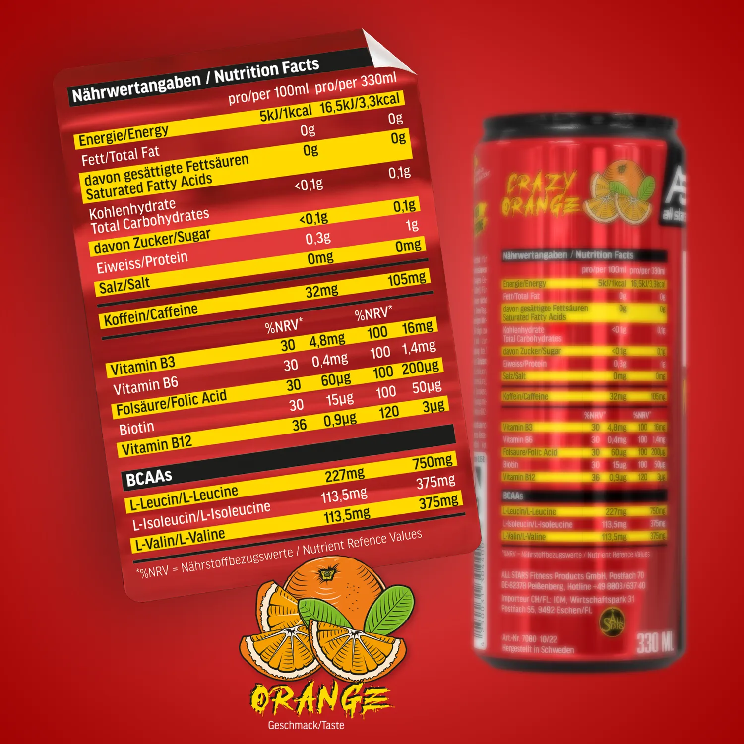 AllStars Raw Intensity boisson énergisante orange 330 ml