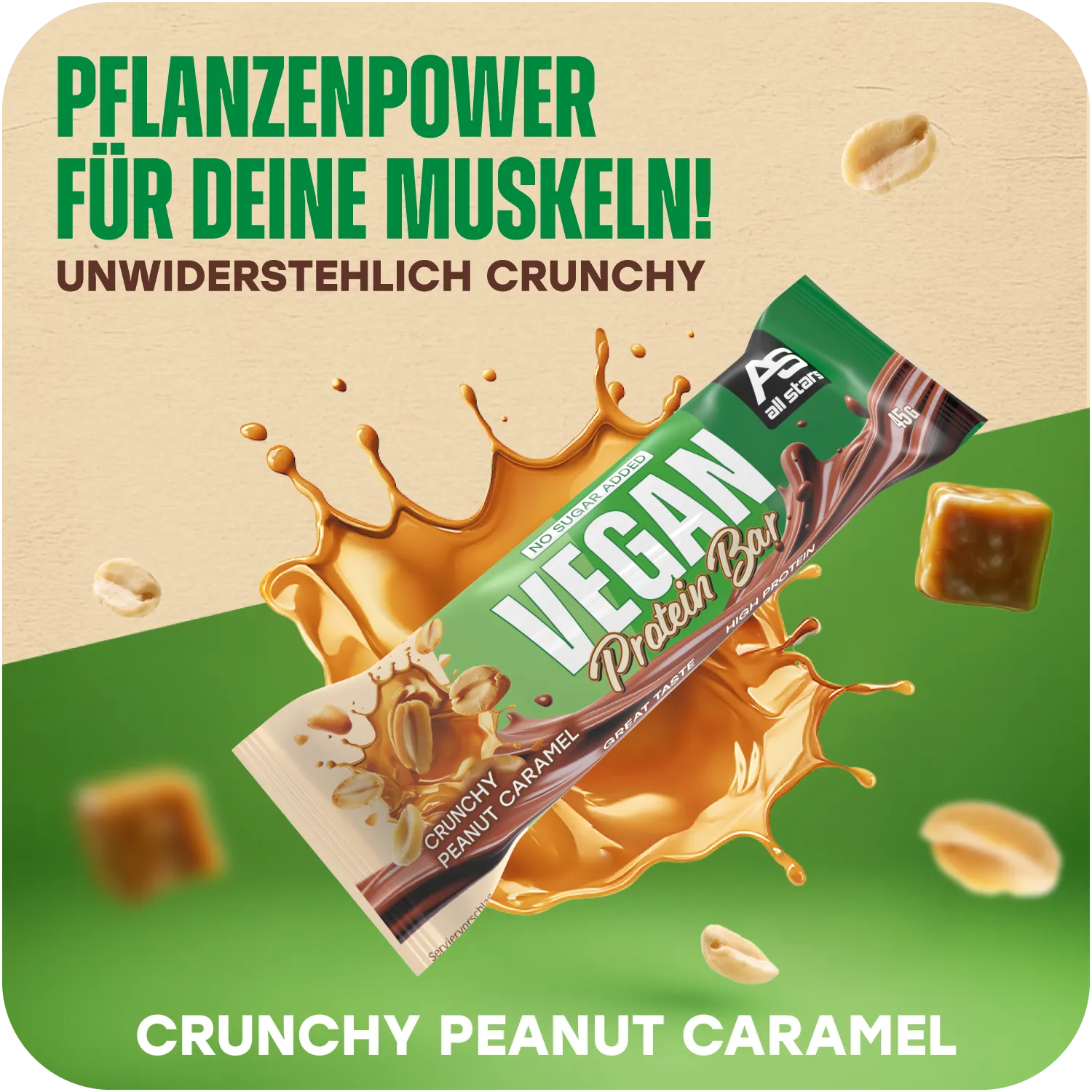 AllStars Vegan Protein Riegel barre protéinée Peanut-Caramel 1 barre végétale