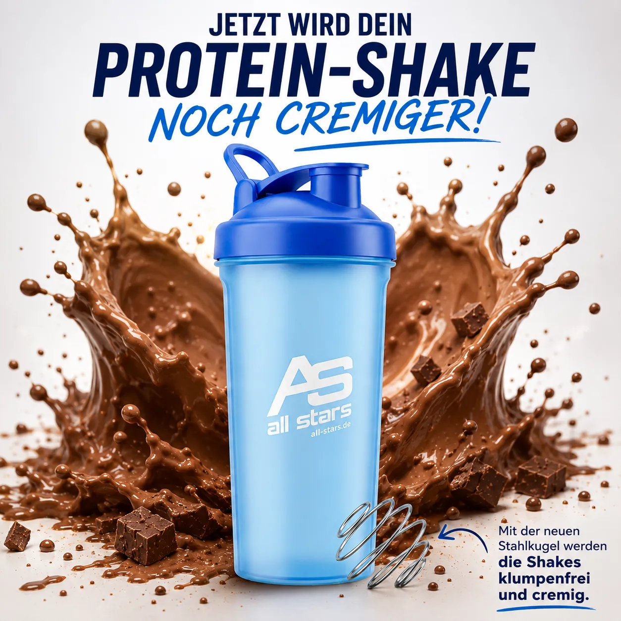 AllStars Shaker avec bille en acier inoxydable 850 ml bleu