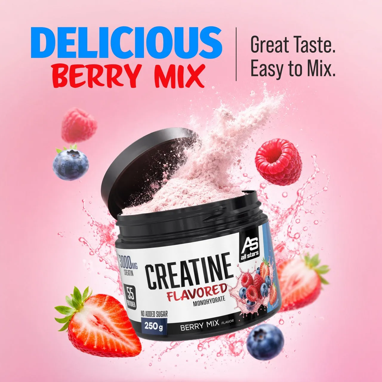 AllStars Creatine Flavored poudre Green Apple 250 g avec B12