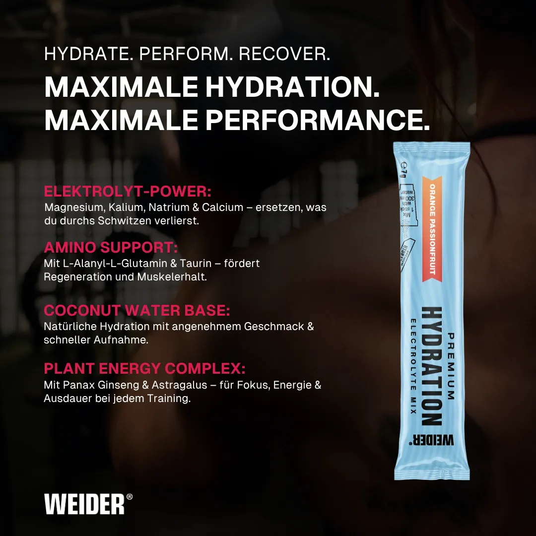 Weider Premium Hydration poudre d’hydratation Orange Passionfruit