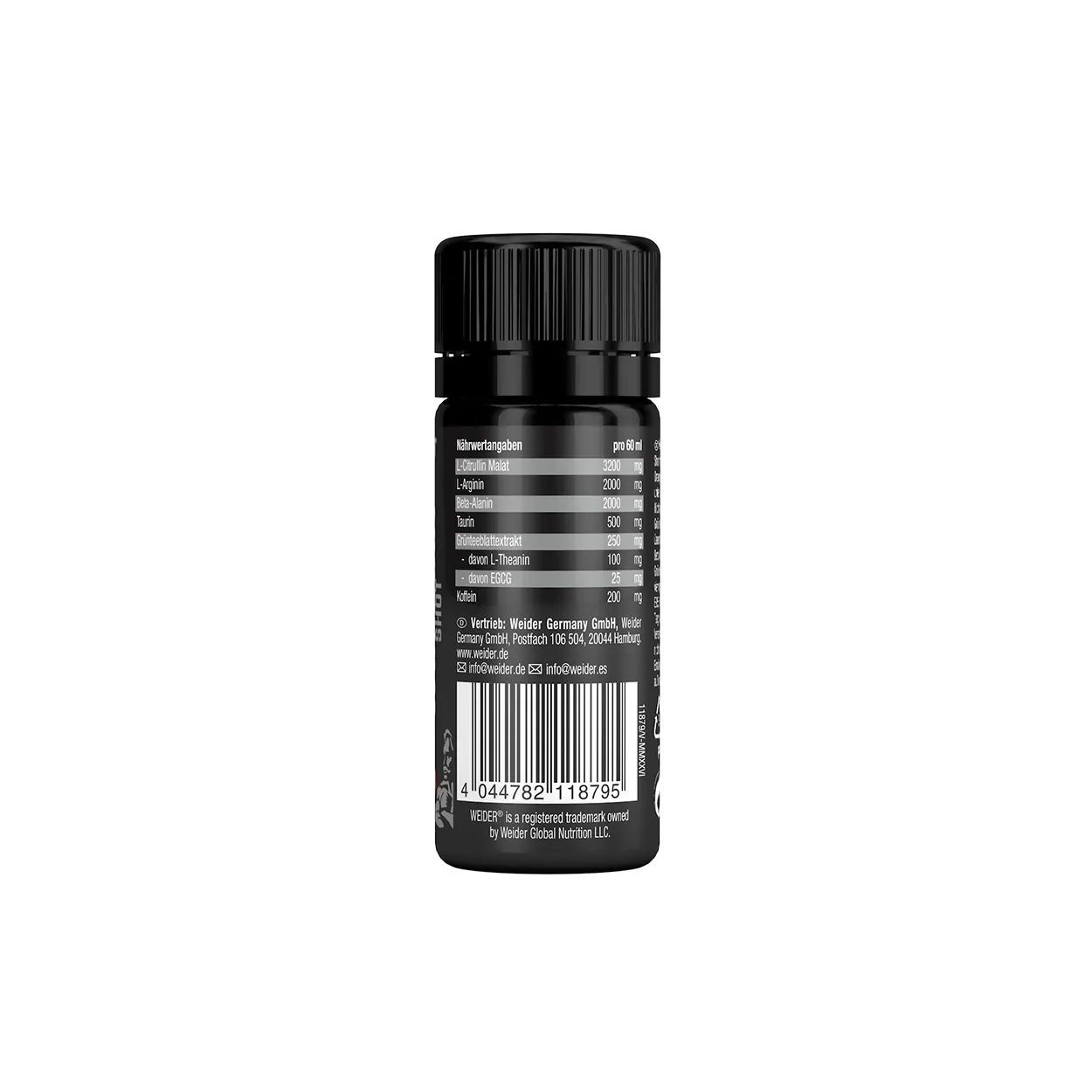 Weider Premium Pre-Workout Shot booster 12x60ml caféine