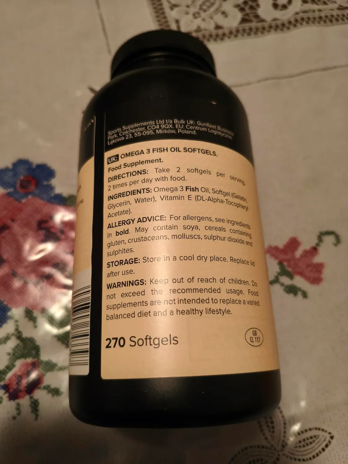 BULK Oméga 3 1000 mg gélules 90 unités EPA DHA