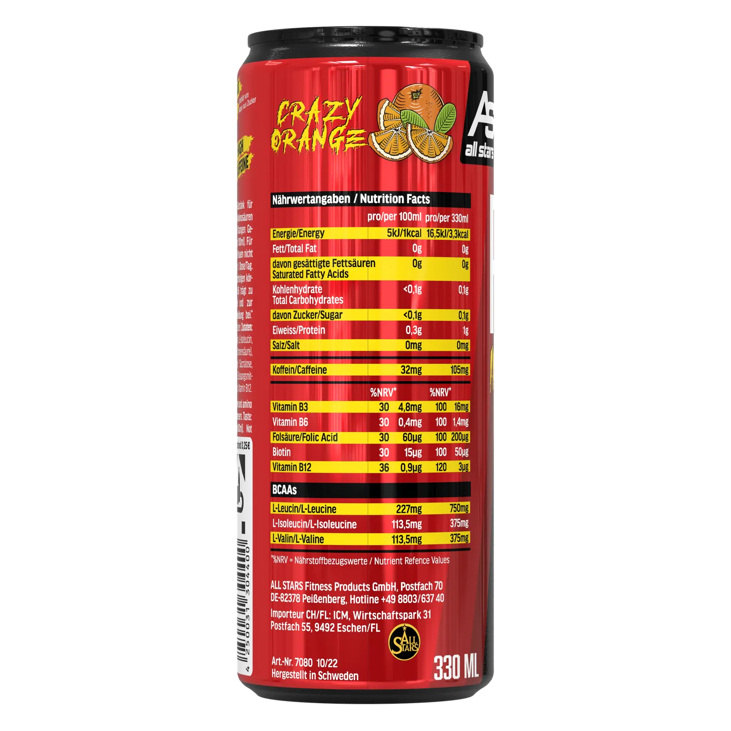 AllStars Raw Intensity boisson énergisante orange 330 ml