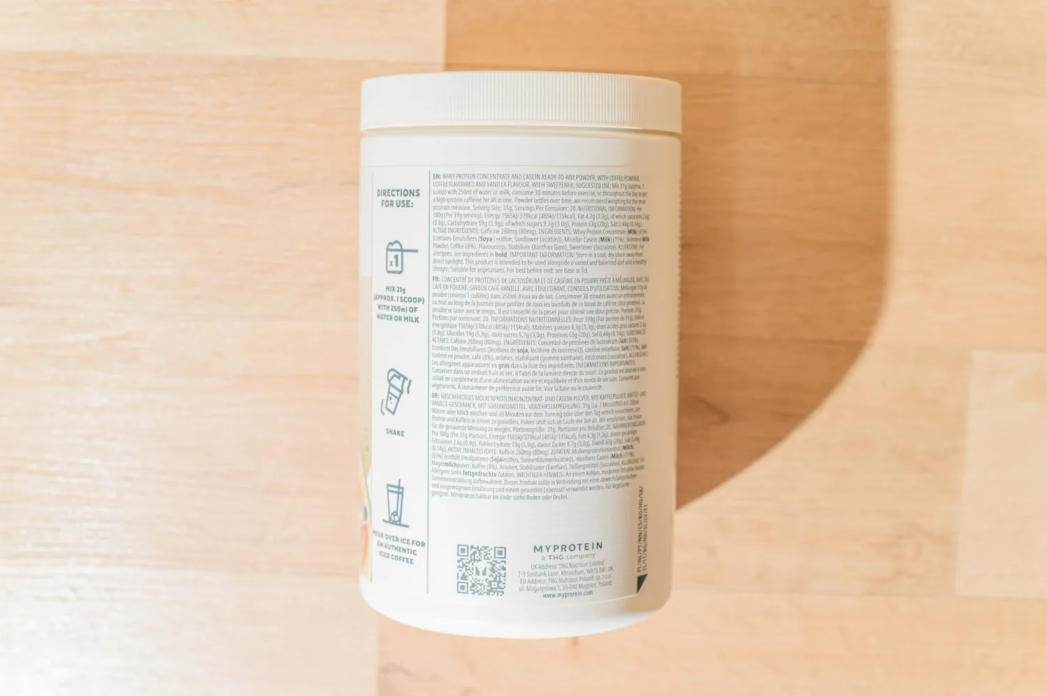 Myprotein Café Glacé Protéiné poudre Vanille Iced Latte 20 doses caféiné