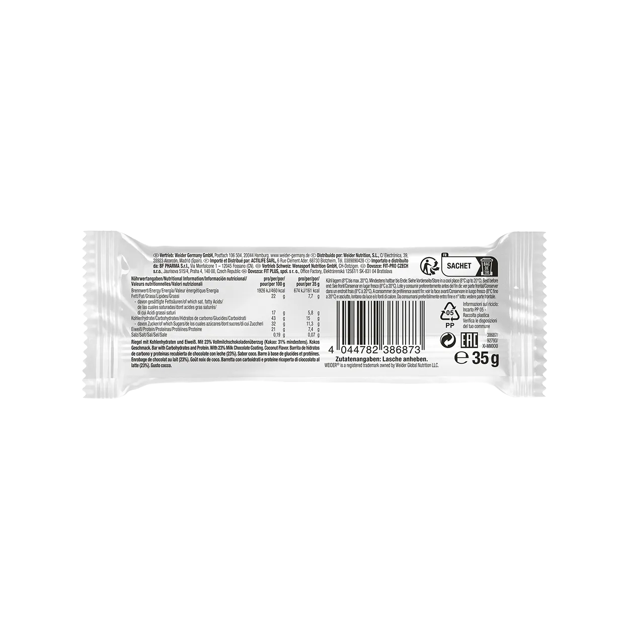 Weider Classic Protein Bar barre protéinée 24 barres lait