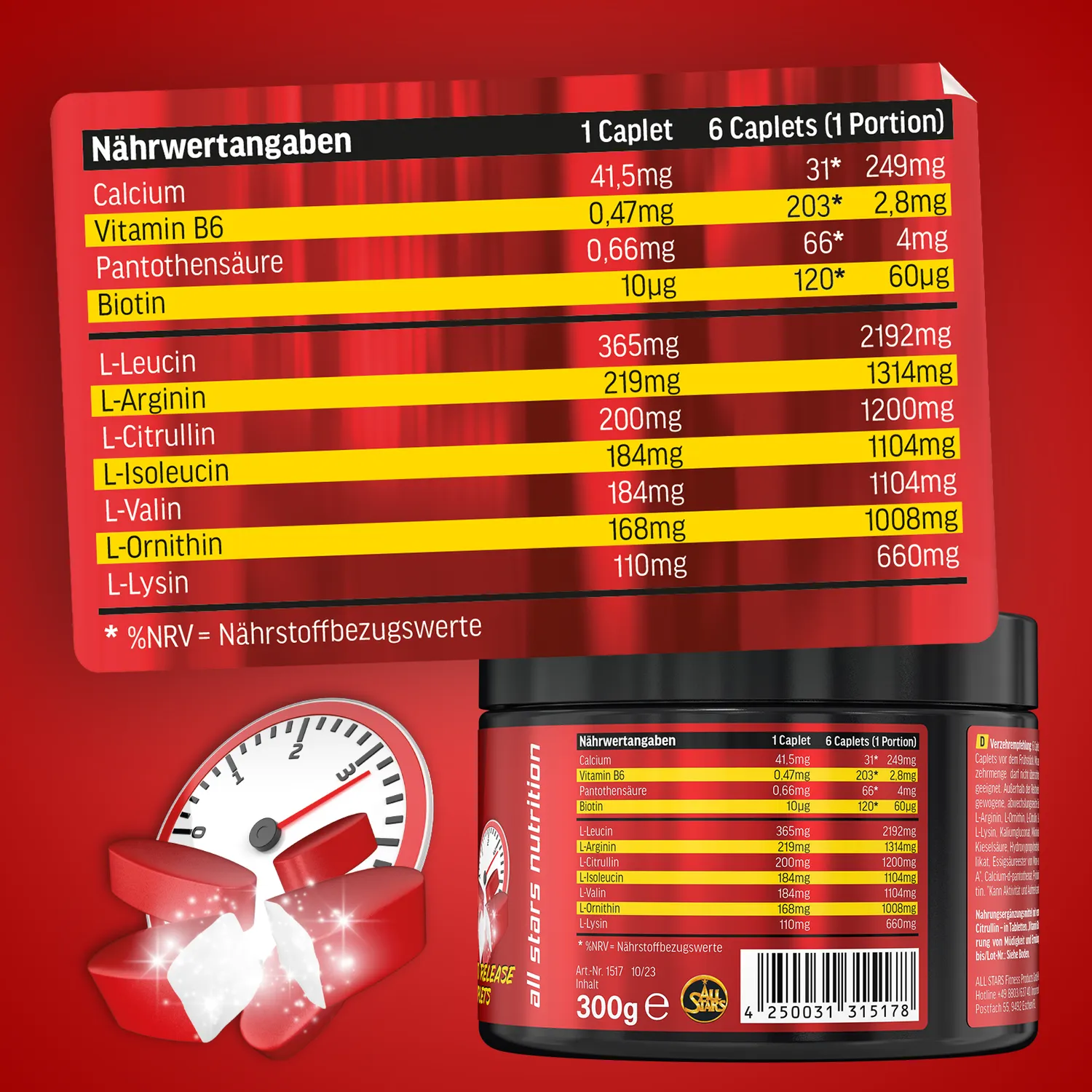 AllStars Aminotropin 120 caplets acides aminés BCAA